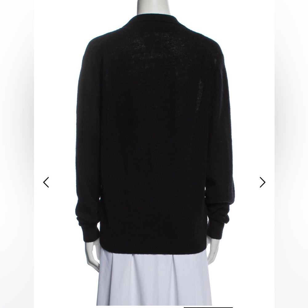 Khaite cashmere collared v-neck black sweater - M